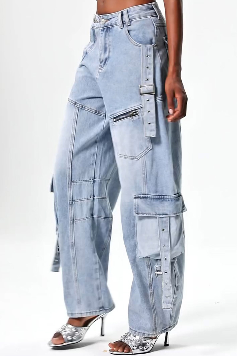 Women's Fashion Cocoon Shape Cargo Jeans