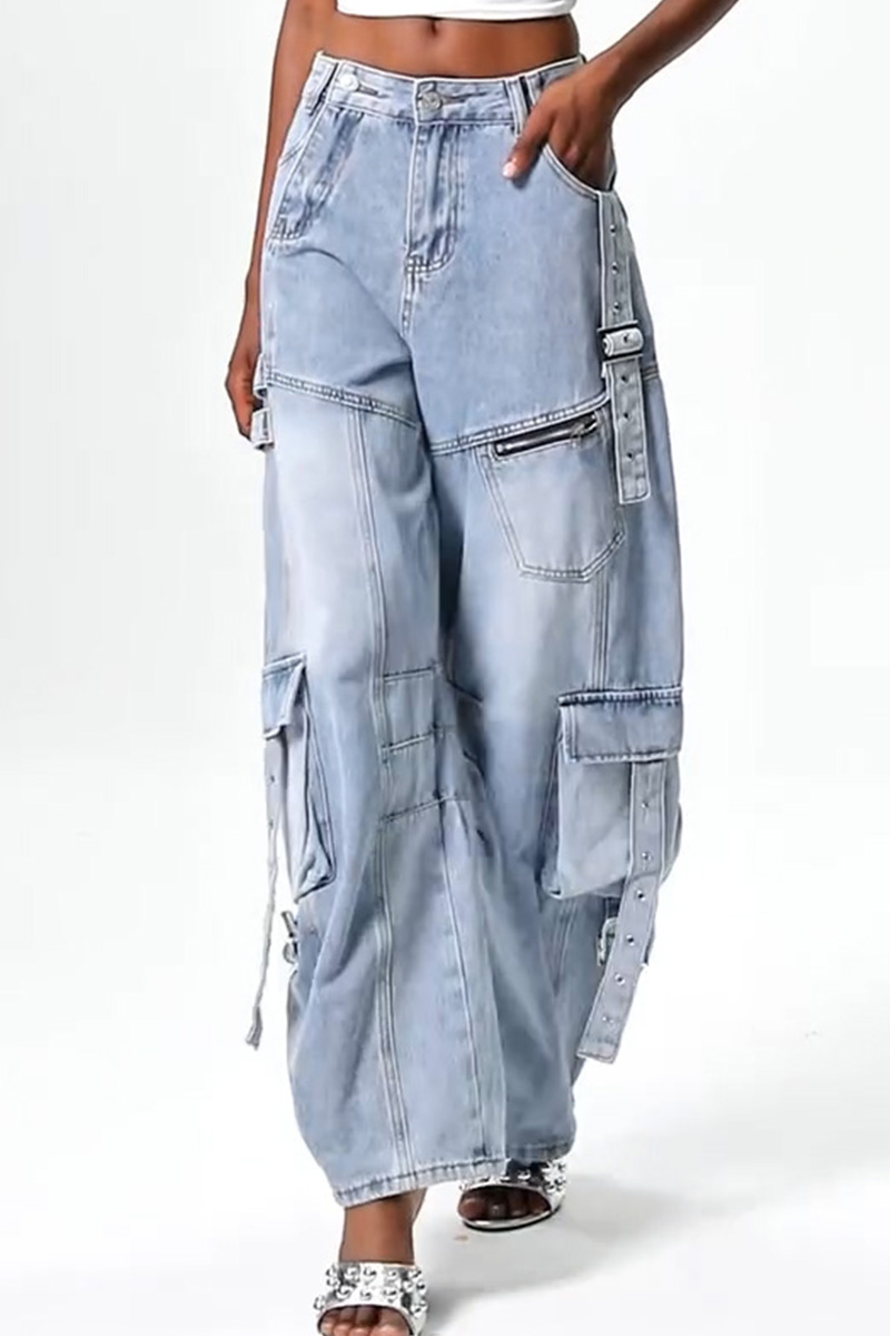 Women's Fashion Cocoon Shape Cargo Jeans