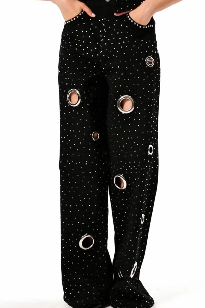Women's Design Sense Rhinestone Hollow Out Design Jeans