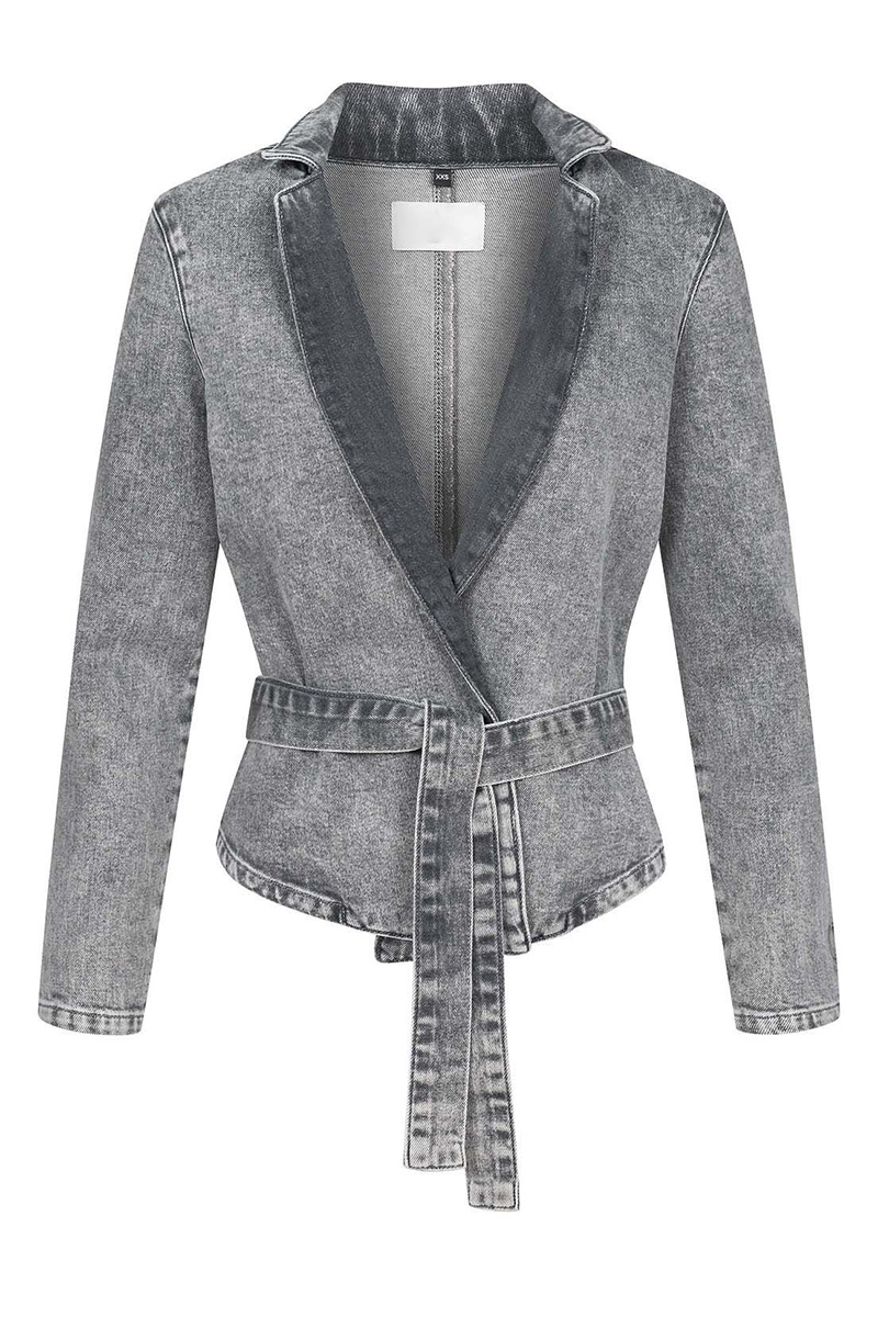 Women's Street Fashion Casual Slim-fit Denim Blazer + Denim Jeans