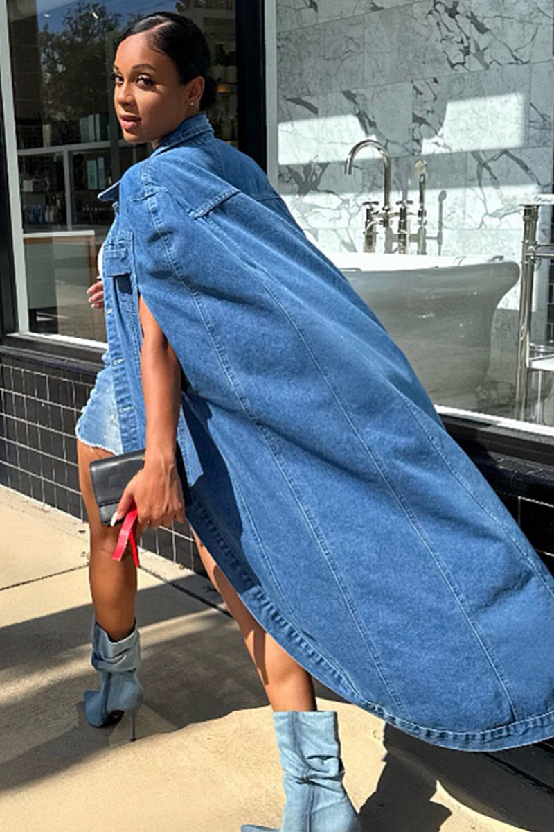 Women's Fashion Cape Wash Denim Coats