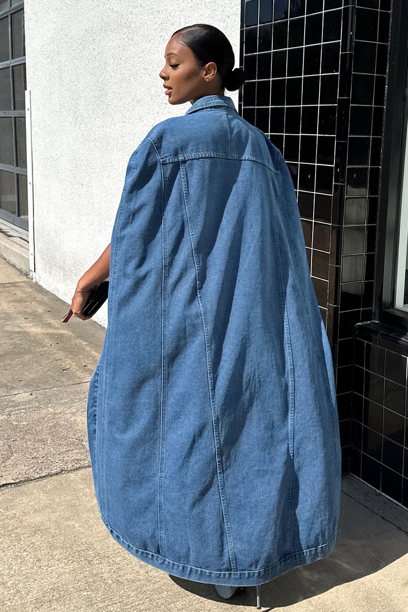Women's Fashion Cape Wash Denim Coats