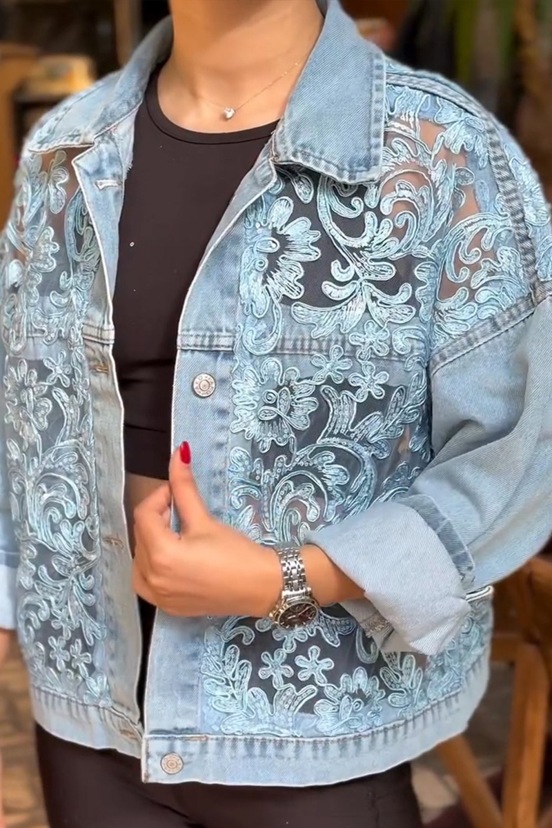 Women's Design Sense Embroidery Patchwork Denim Jacket
