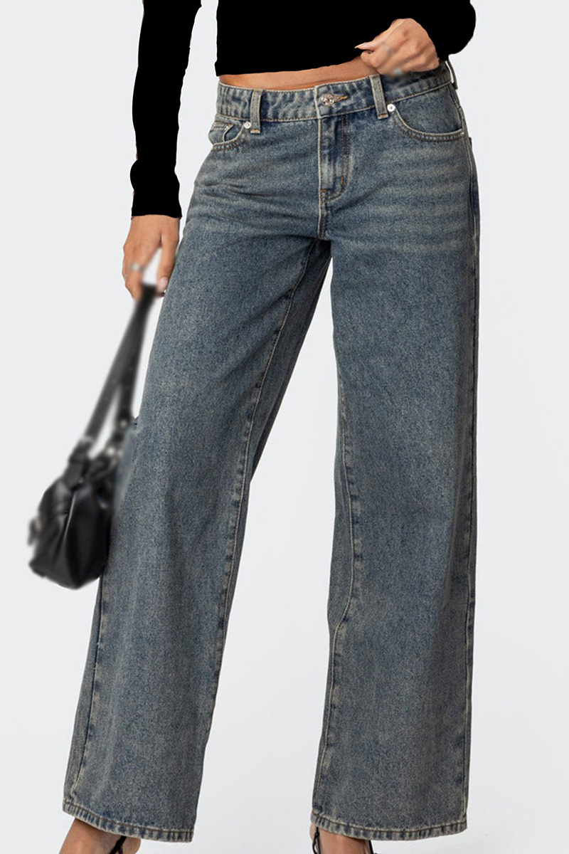 Women's Heart-themed leopard pattern Low-Rise Jeans