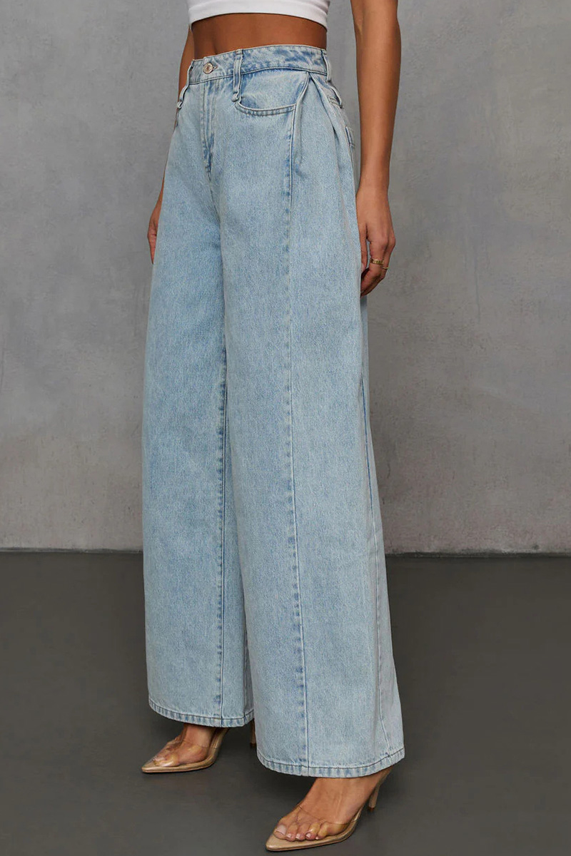 Women's Casual Loose Denim Jacket + Wide-Leg Jeans