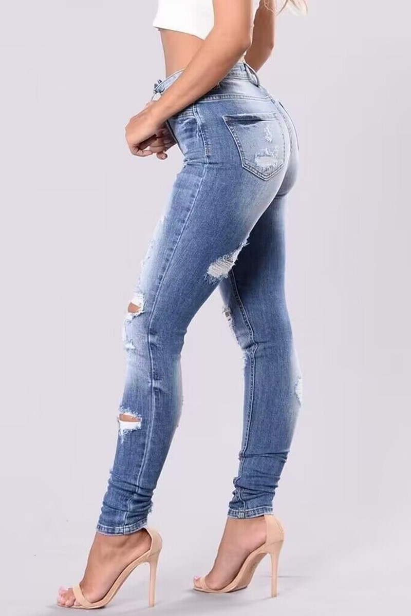 Women's Body-Hugging Ripped Denim Jeans