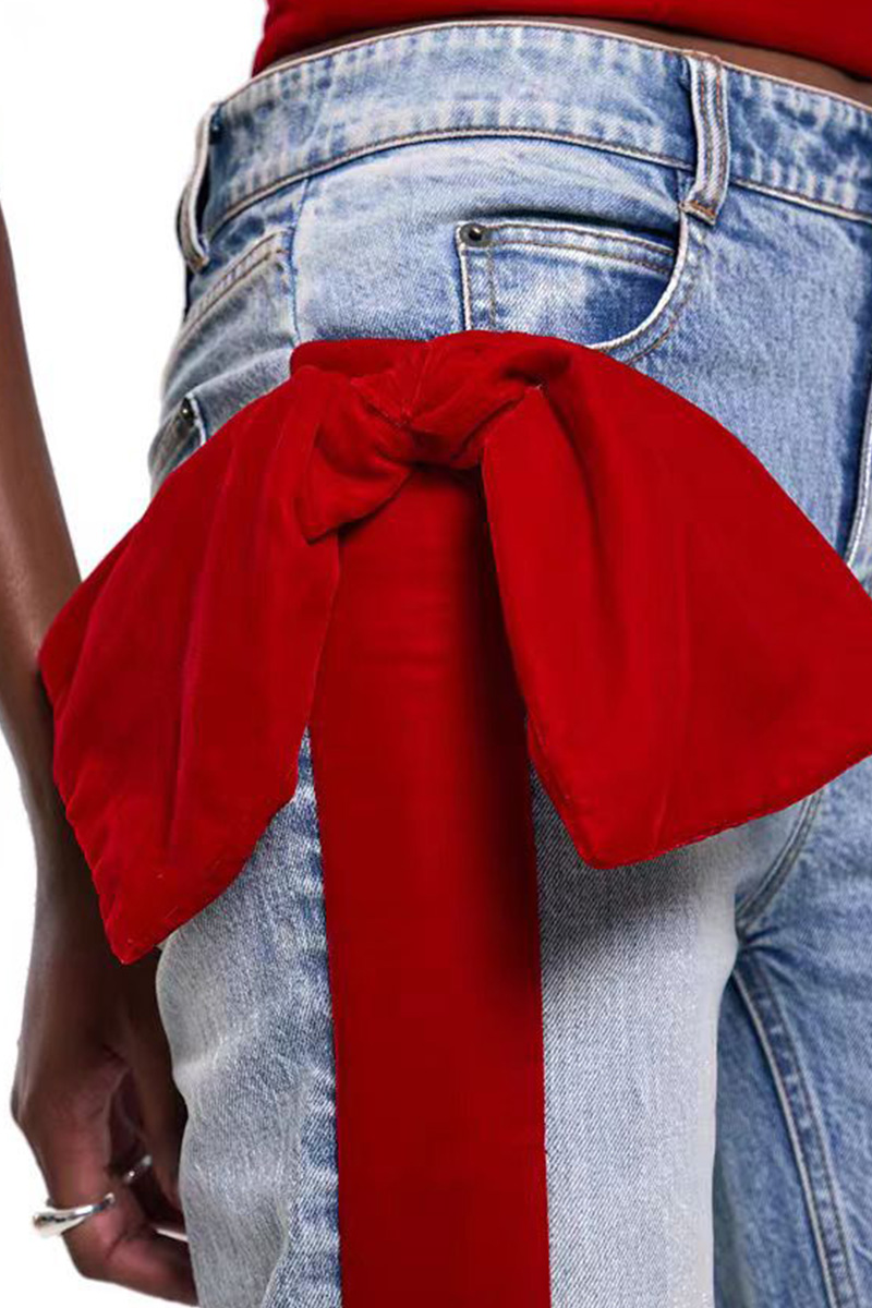 Women's Fashion Ribbon Tie-Waist Jeans