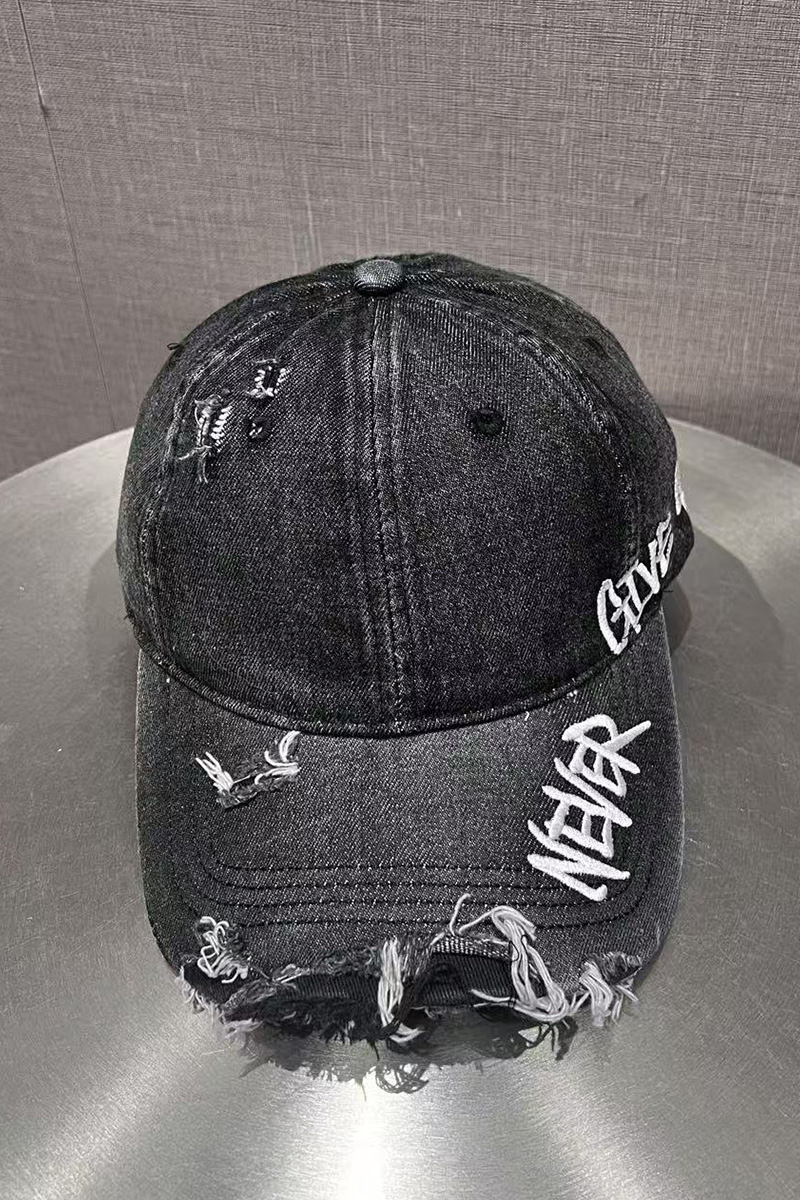 Women's Vintage Washed Distressed Hole Baseball Cap