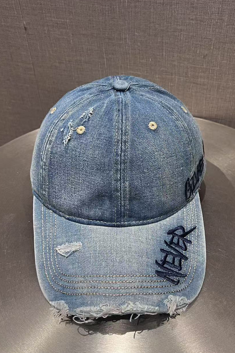 Women's Vintage Washed Distressed Hole Baseball Cap