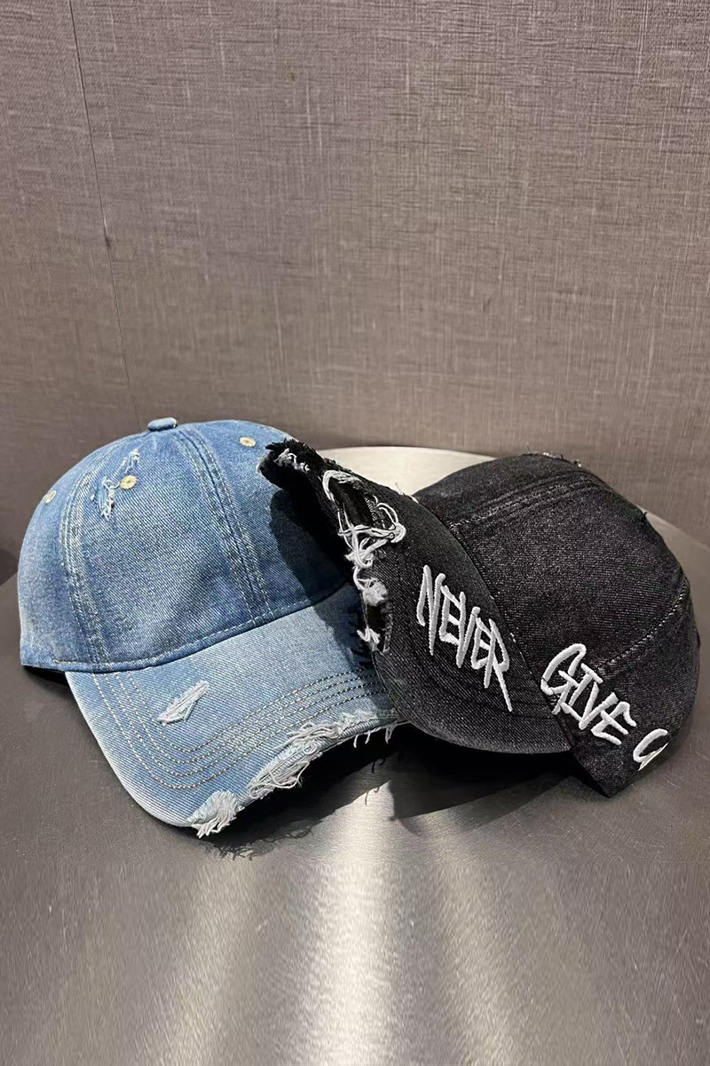 Women's Vintage Washed Distressed Hole Baseball Cap