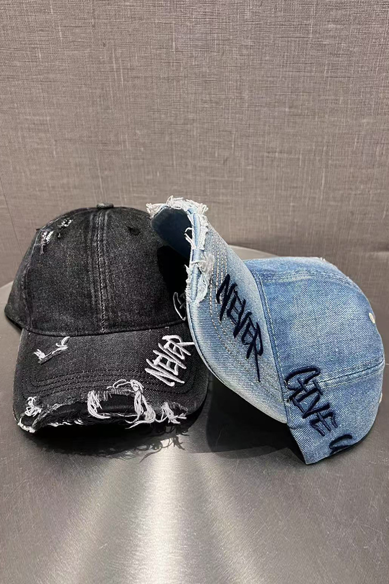 Women's Vintage Washed Distressed Hole Baseball Cap