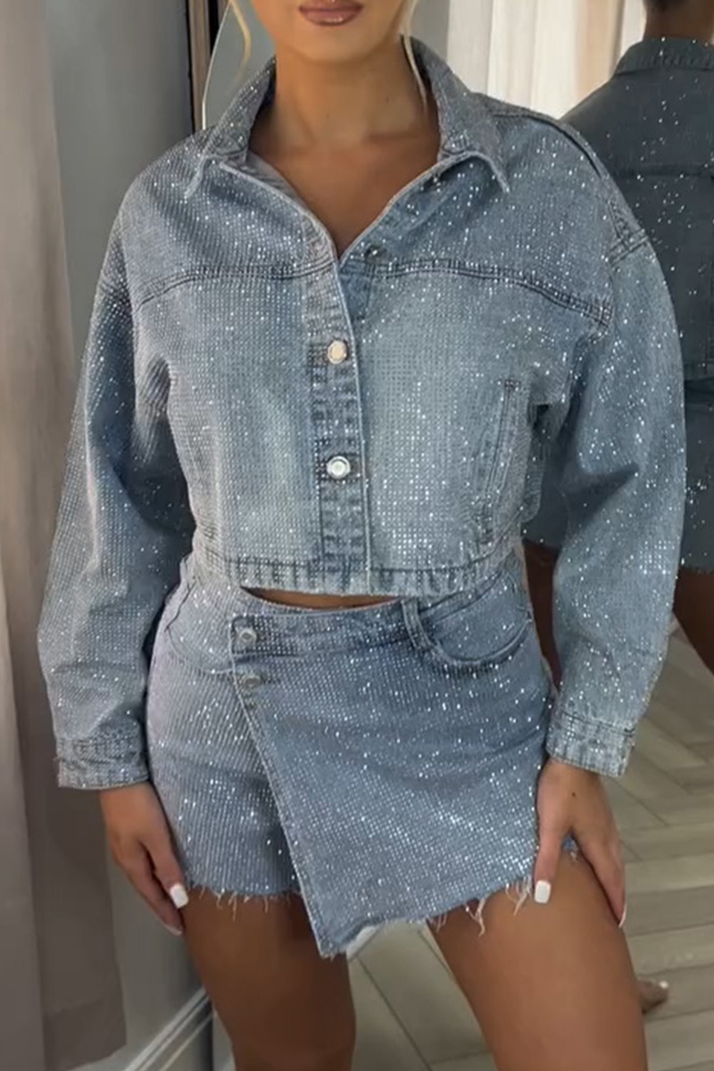Women's Stylish Rhinestone Denim Jacket