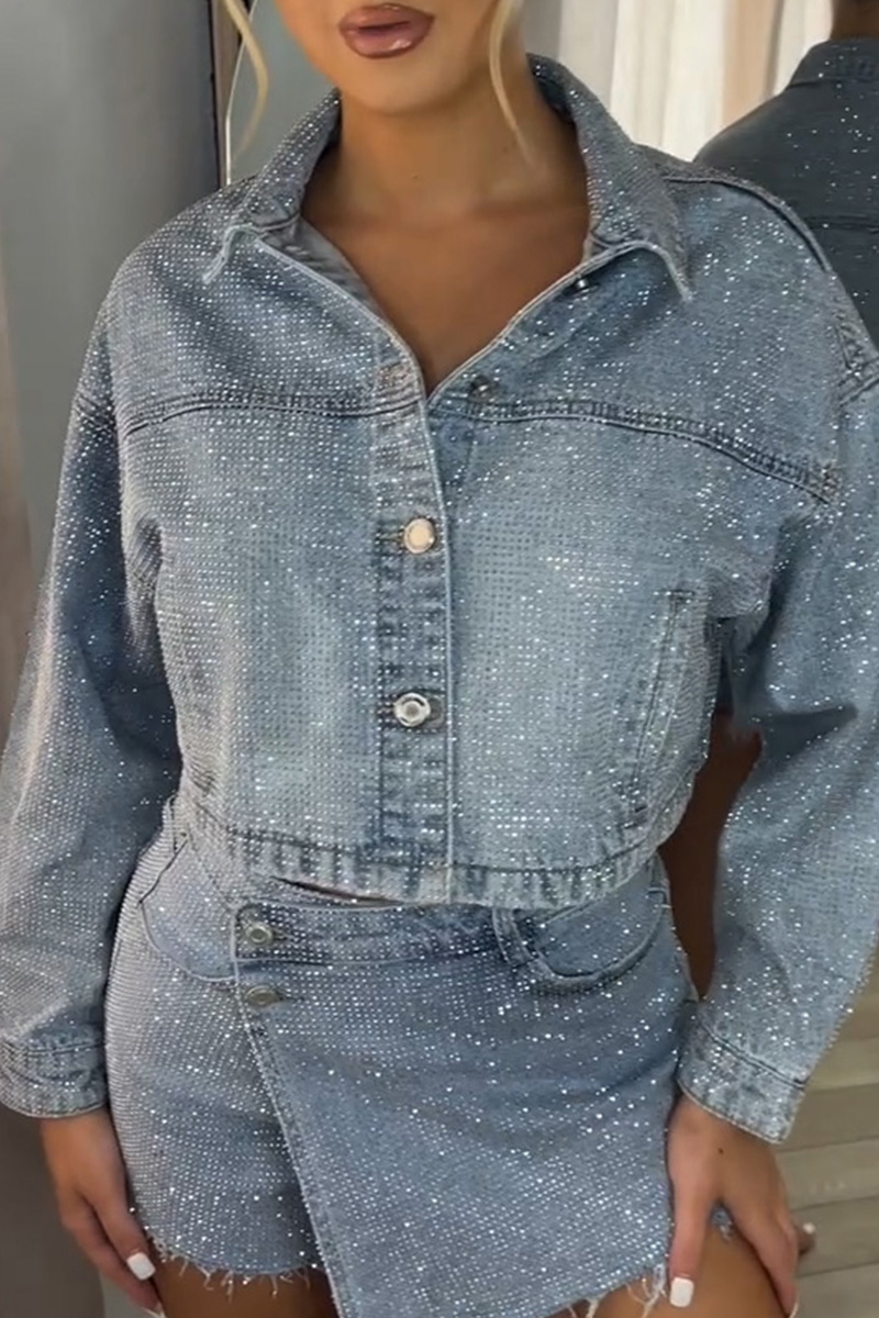 Women's Stylish Rhinestone Denim Jacket