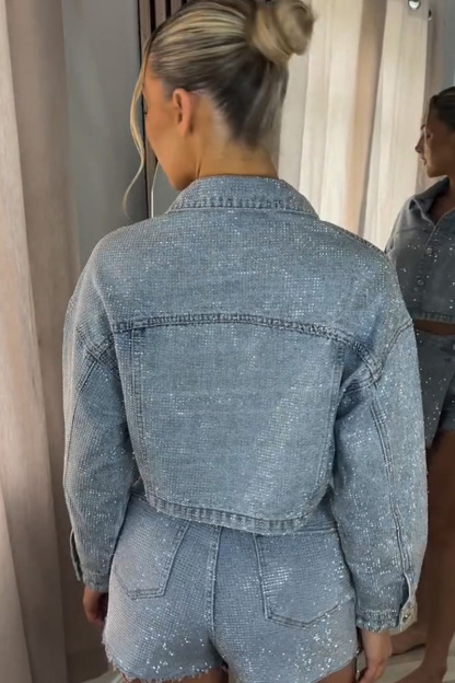 Women's Stylish Rhinestone Denim Jacket