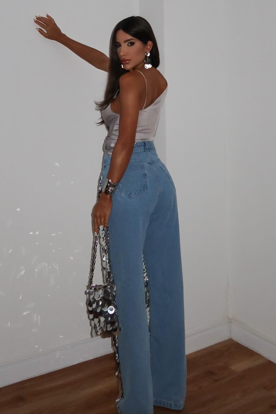 Women's Fashion Shiny Sequins Jeans