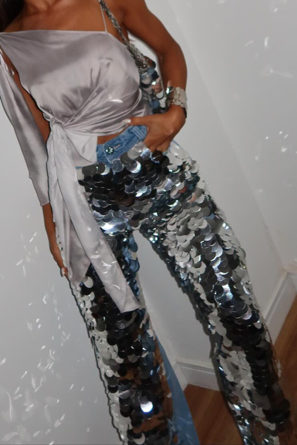 Women's Fashion Shiny Sequins Jeans