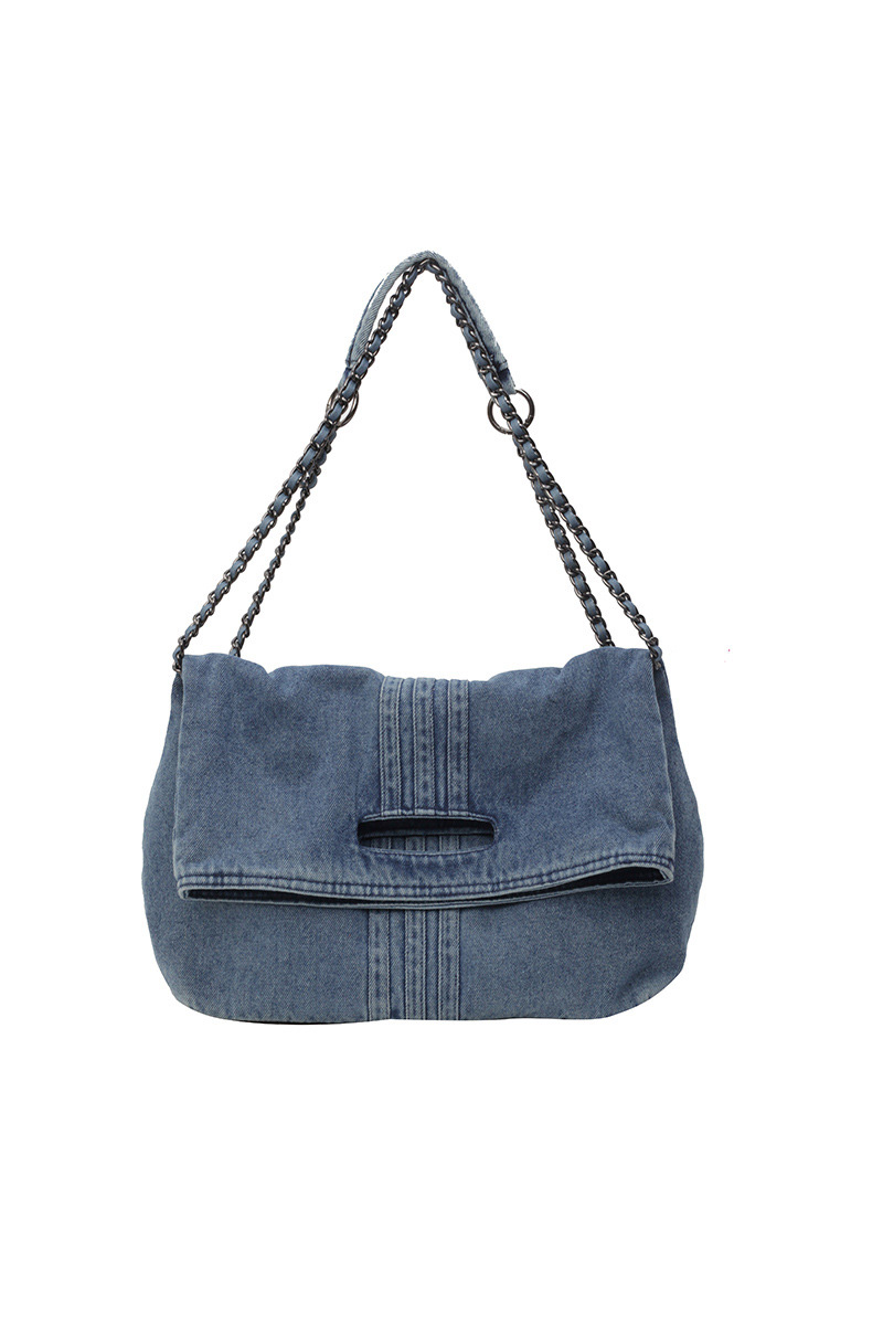 Women's Commuter Chain-Strap Denim Shoulder Bag