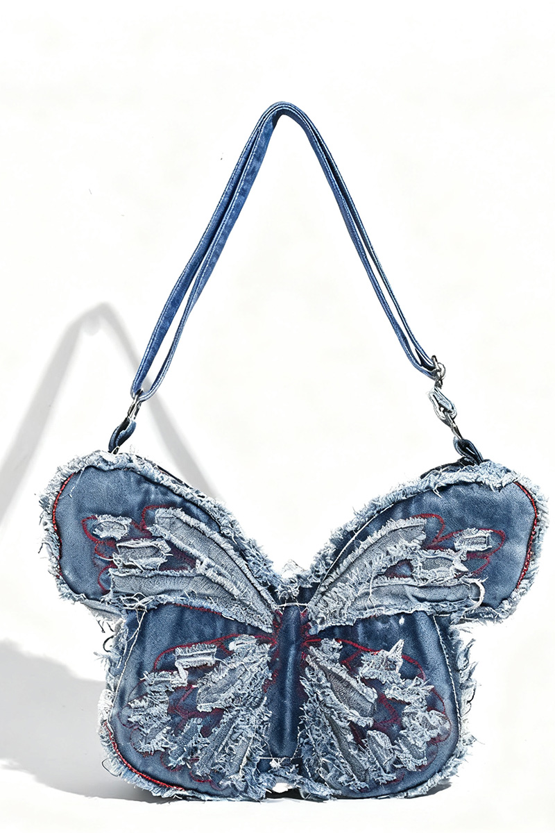 Women's Punk Butterfly Denim Crossbody Bag
