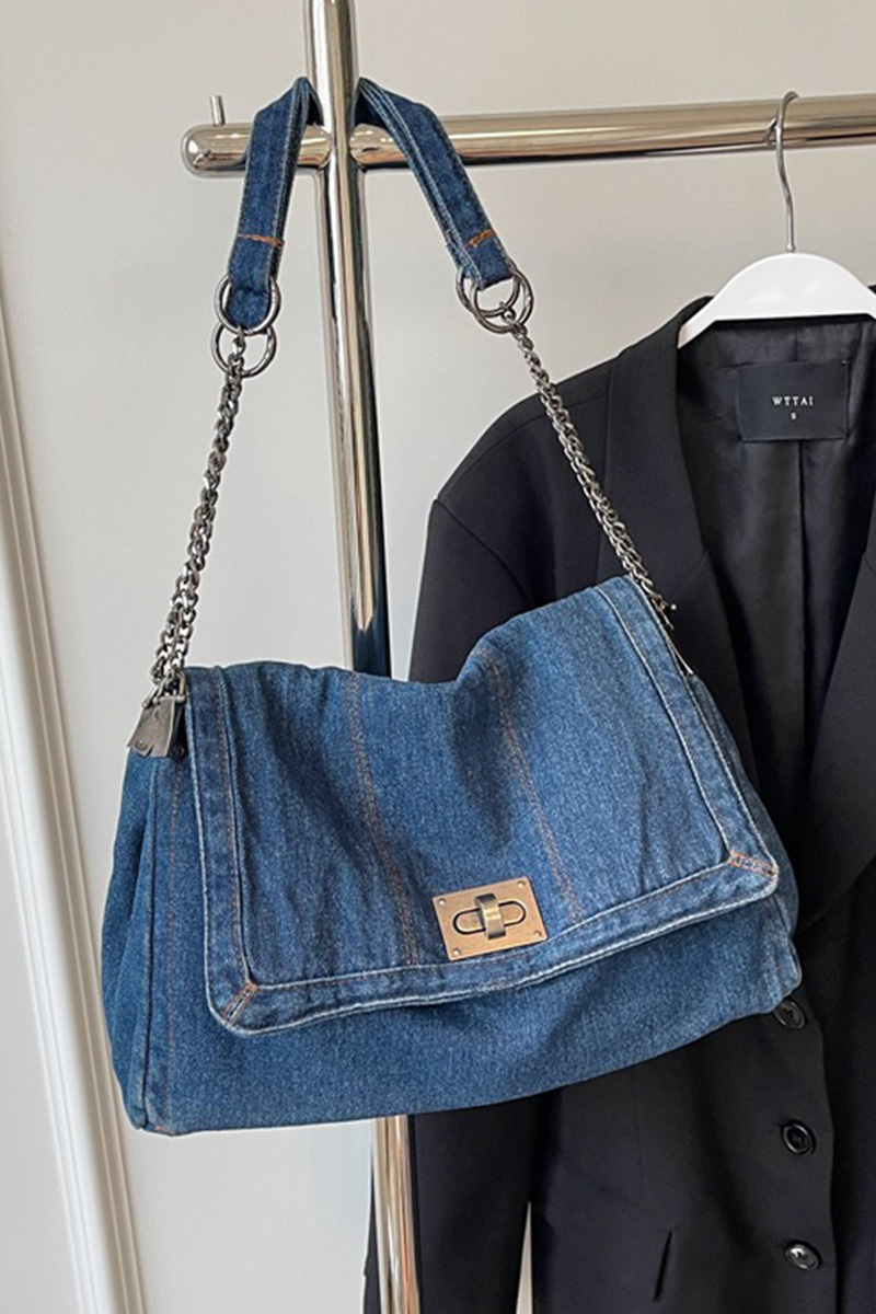 Women's Retro Denim Commuter Underarm Bag