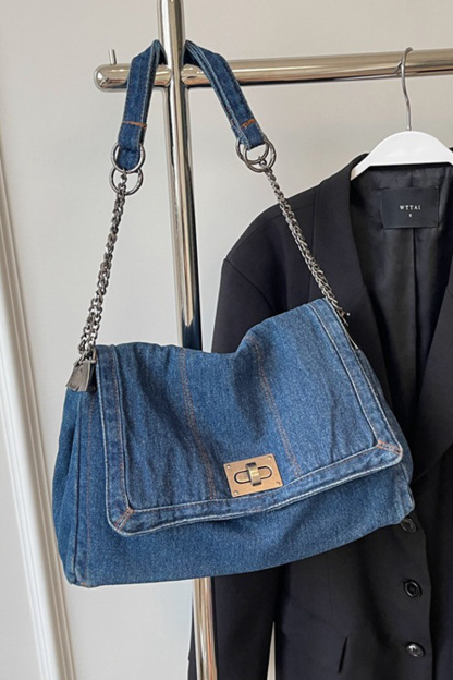 Women's Retro Denim Commuter Underarm Bag