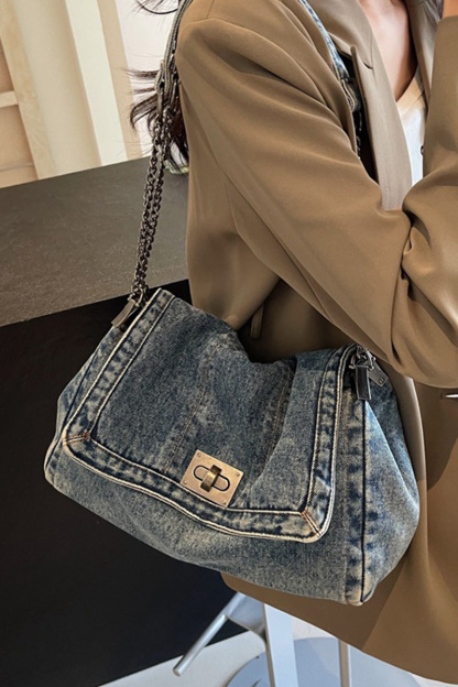 Women's Retro Denim Commuter Underarm Bag