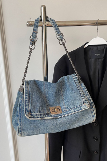 Women's Retro Denim Commuter Underarm Bag