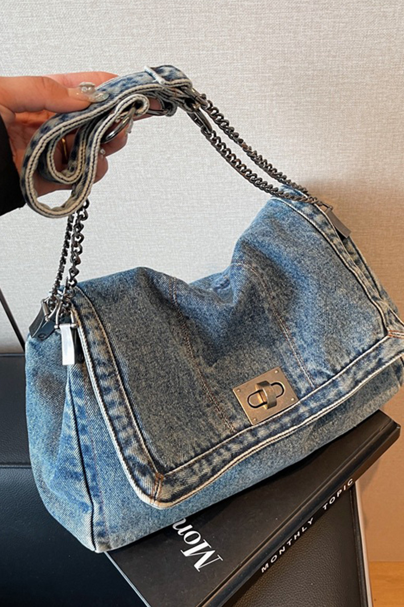 Women's Retro Denim Commuter Underarm Bag