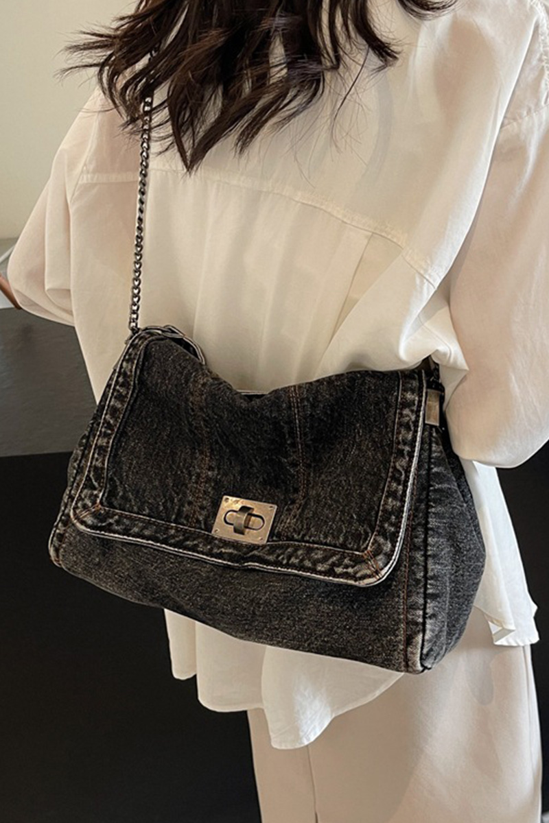 Women's Retro Denim Commuter Underarm Bag