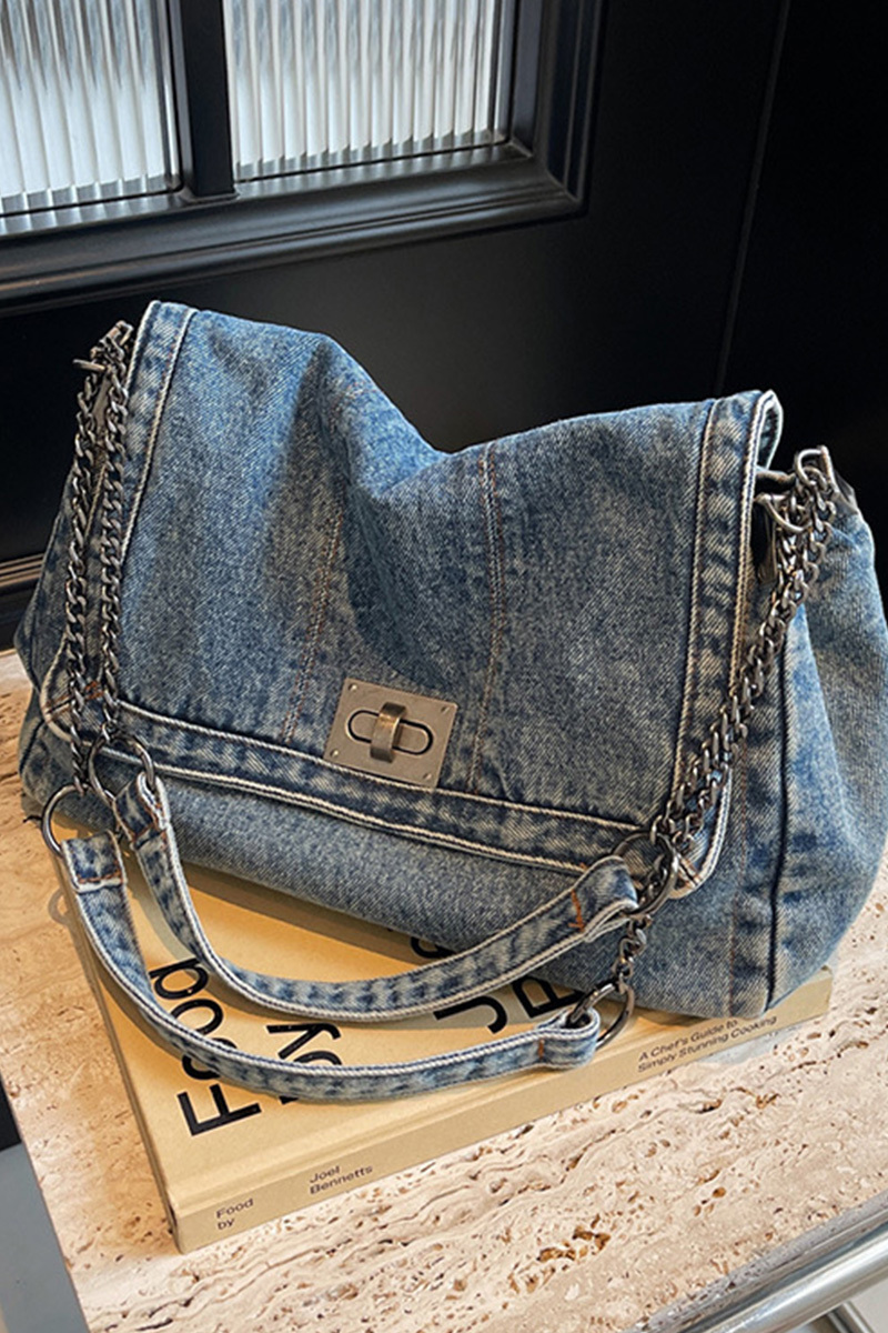 Women's Retro Denim Commuter Underarm Bag