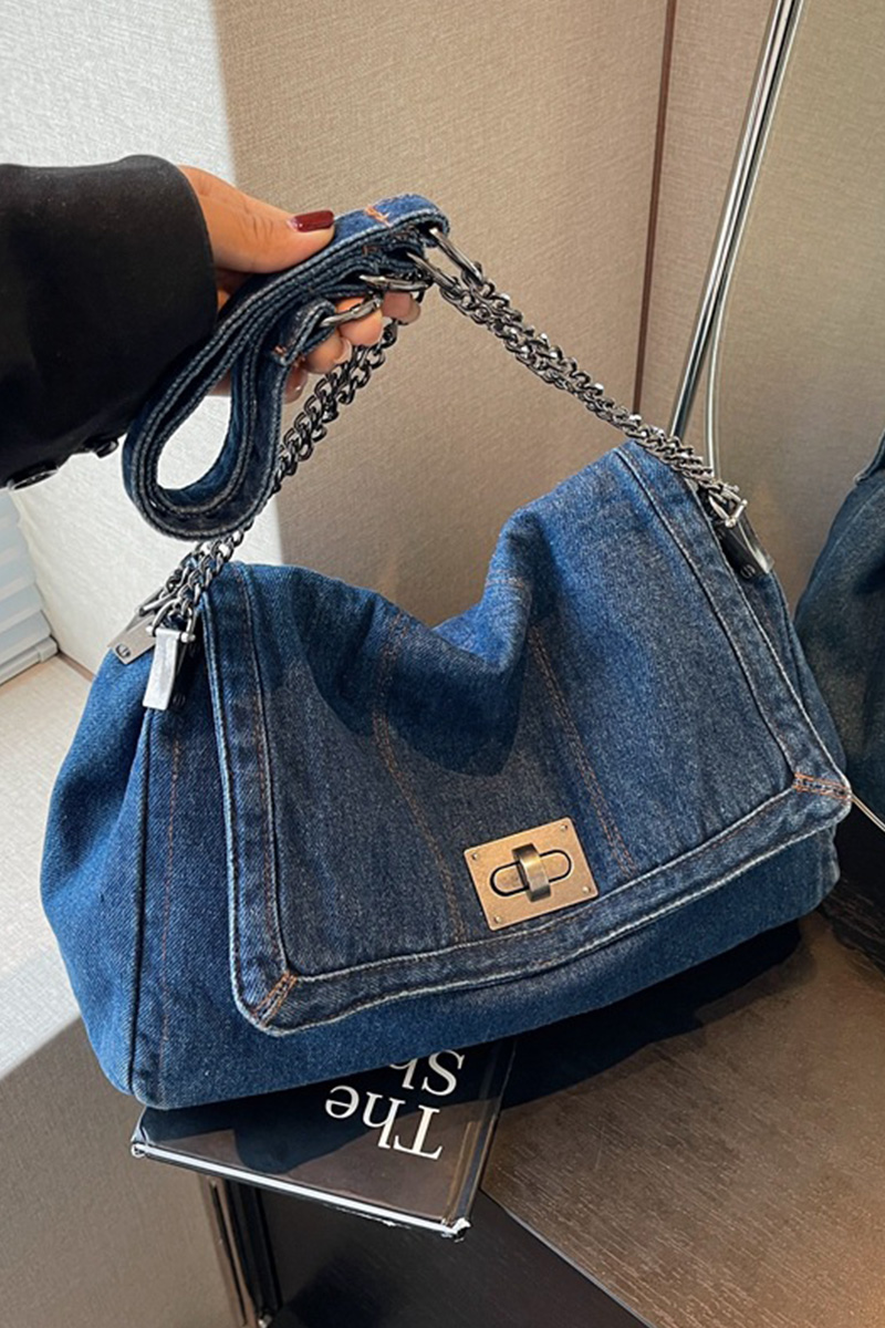 Women's Retro Denim Commuter Underarm Bag