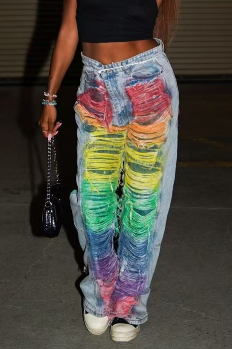 Women's Distressed Ombre Relaxed-Fit Jeans