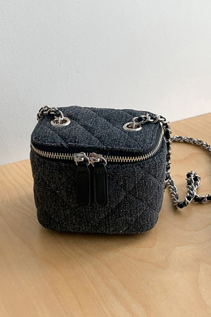 Women's Structured Quilted with Chain Box Bag