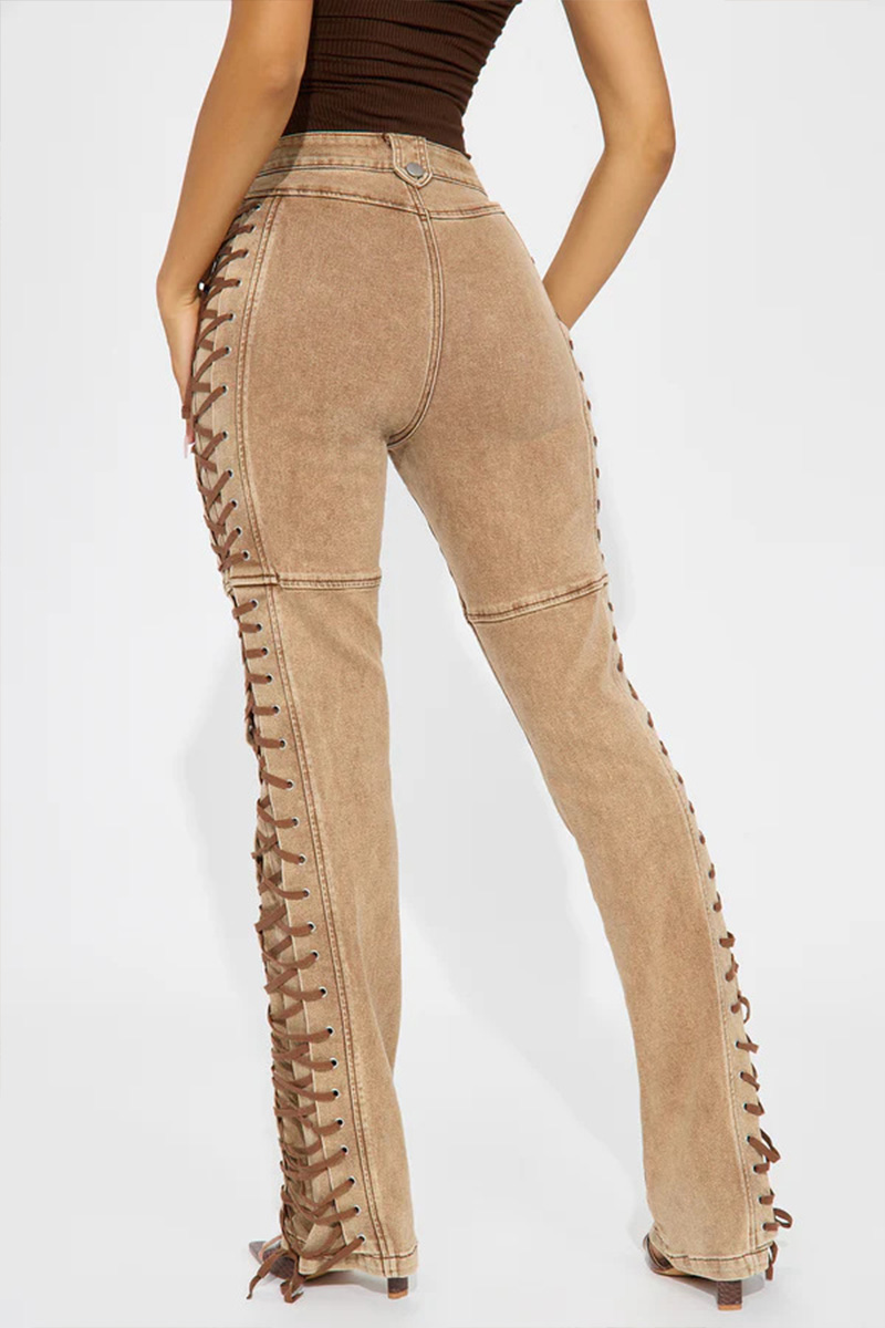 Women's Fashion Tie-Side Drawstring Denim Jeans