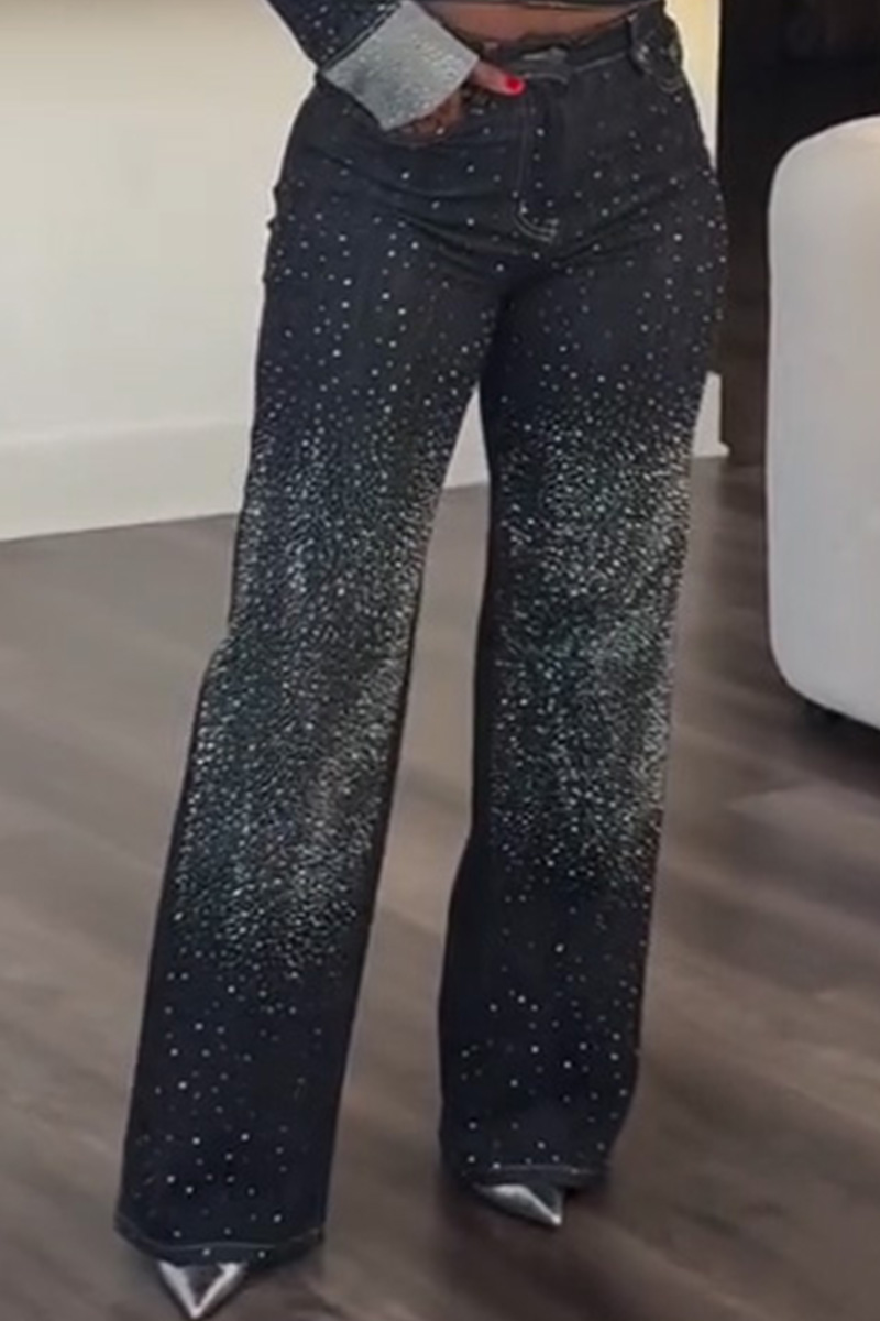 Women's Crystal Studded Cropped Jacket + Fully Bedazzled Jeans