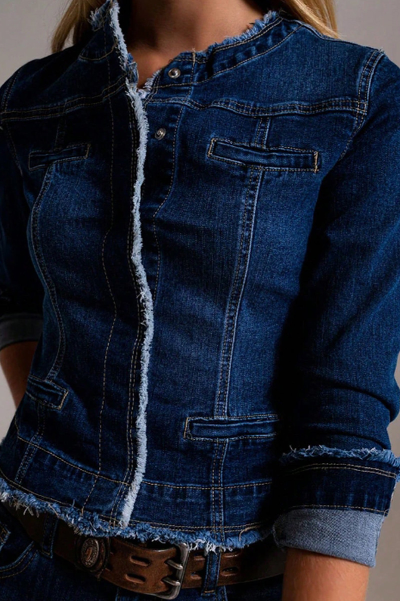 Women's Elegant Raw Edge Denim Jacket