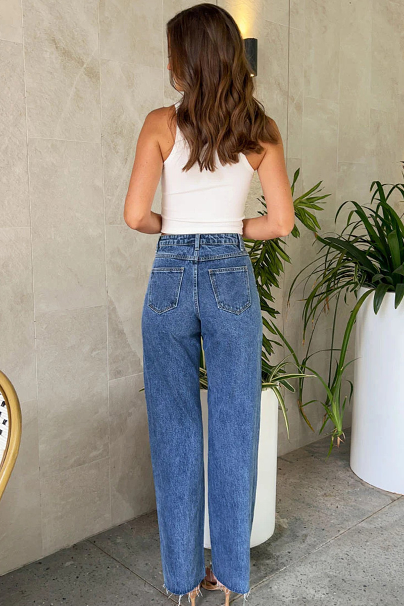 Women's Baggy Cross Beaded Embroidered  Jeans