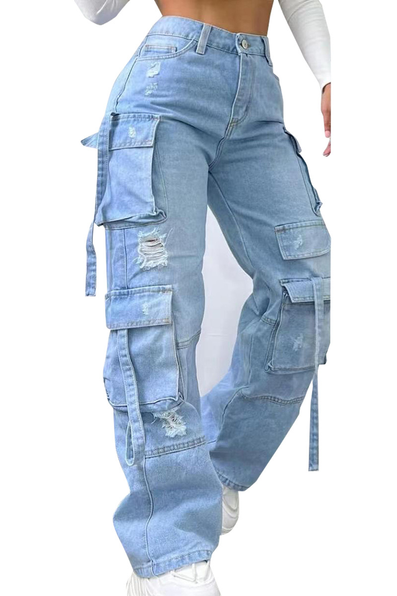 Women's Street Multi-Pocket Cargo Jeans