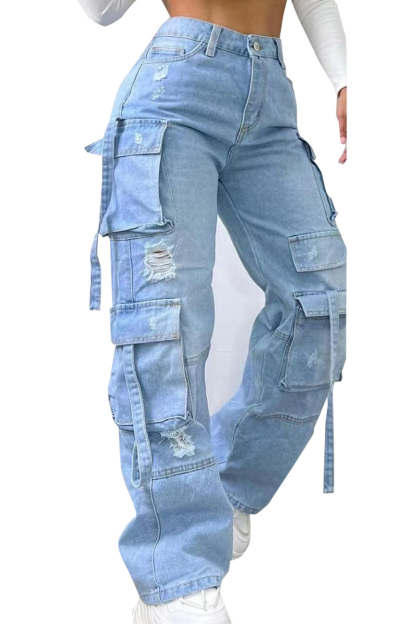 Women's Street Multi-Pocket Cargo Jeans