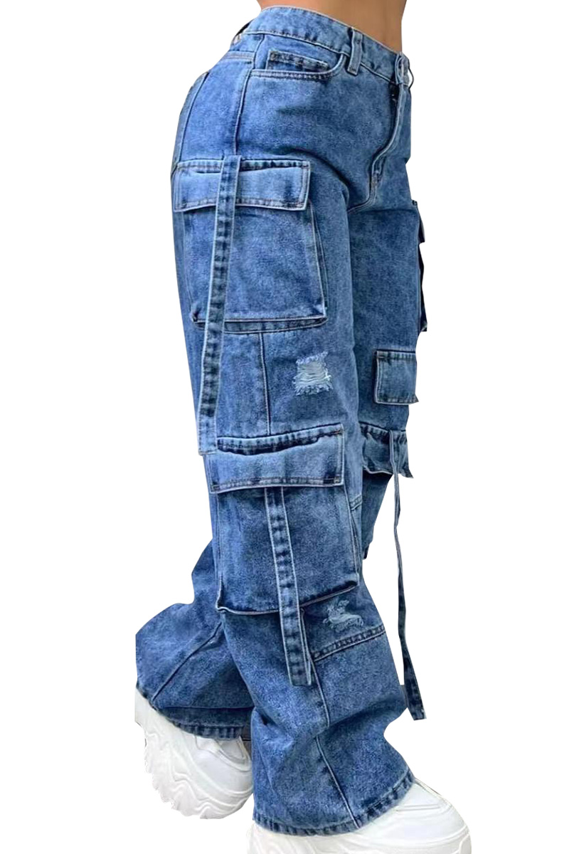 Women's Street Multi-Pocket Cargo Jeans
