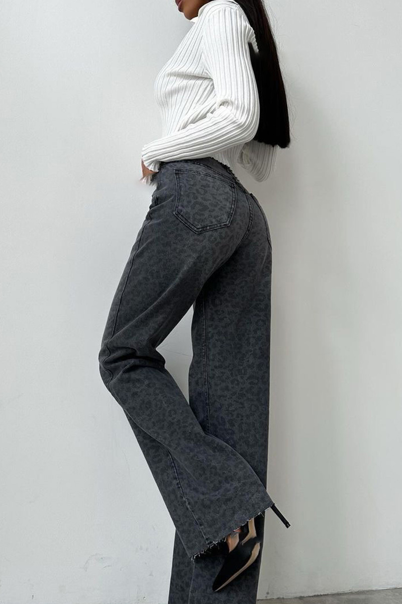 Women's Stylish Leopard Pattern Jeans