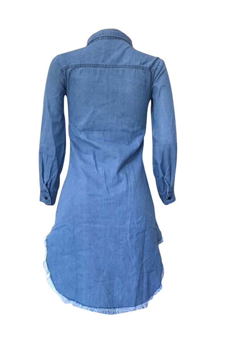 Ladies' Raw Hem Asymmetrical Denim Bodysuit