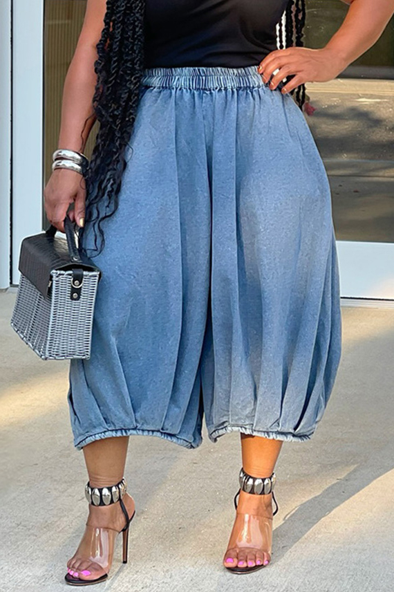 Women's Streetwear Wide-Leg Seven-Tenths Jeans