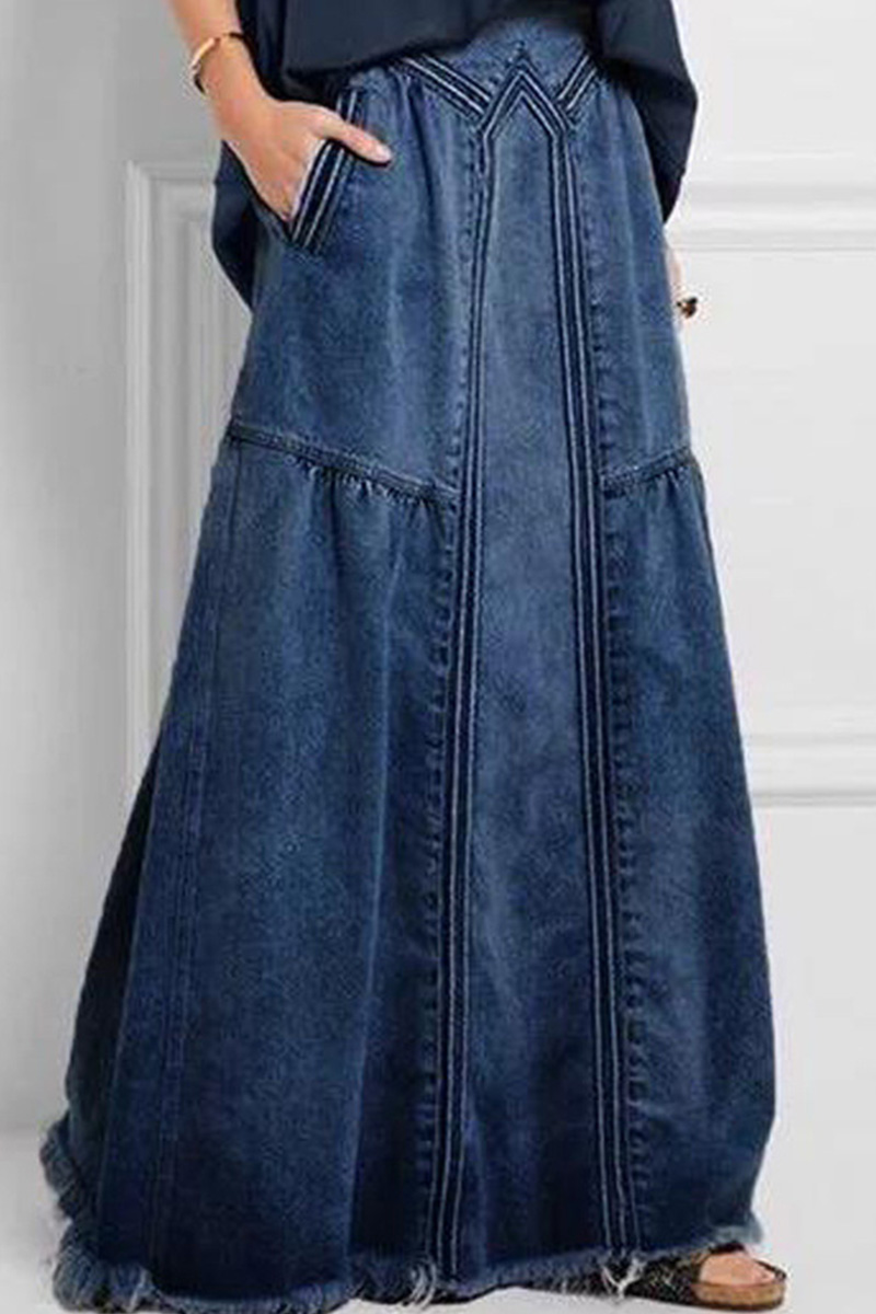 Ladies Comfort Stretch A-Line Denim Skirt