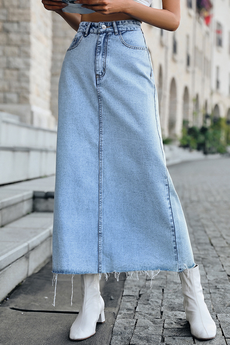 Women's Casual High-Waisted Versatile A-Line Denim Skirt