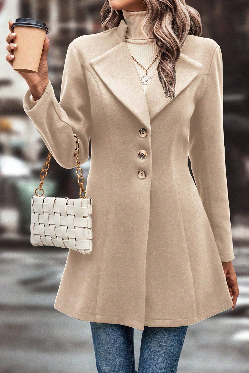 Women's Elegant Double-Breasted Wool Melton Coat