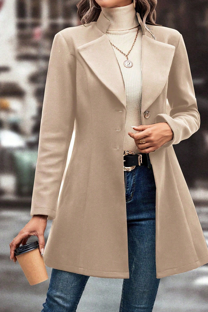 Women's Elegant Double-Breasted Wool Melton Coat
