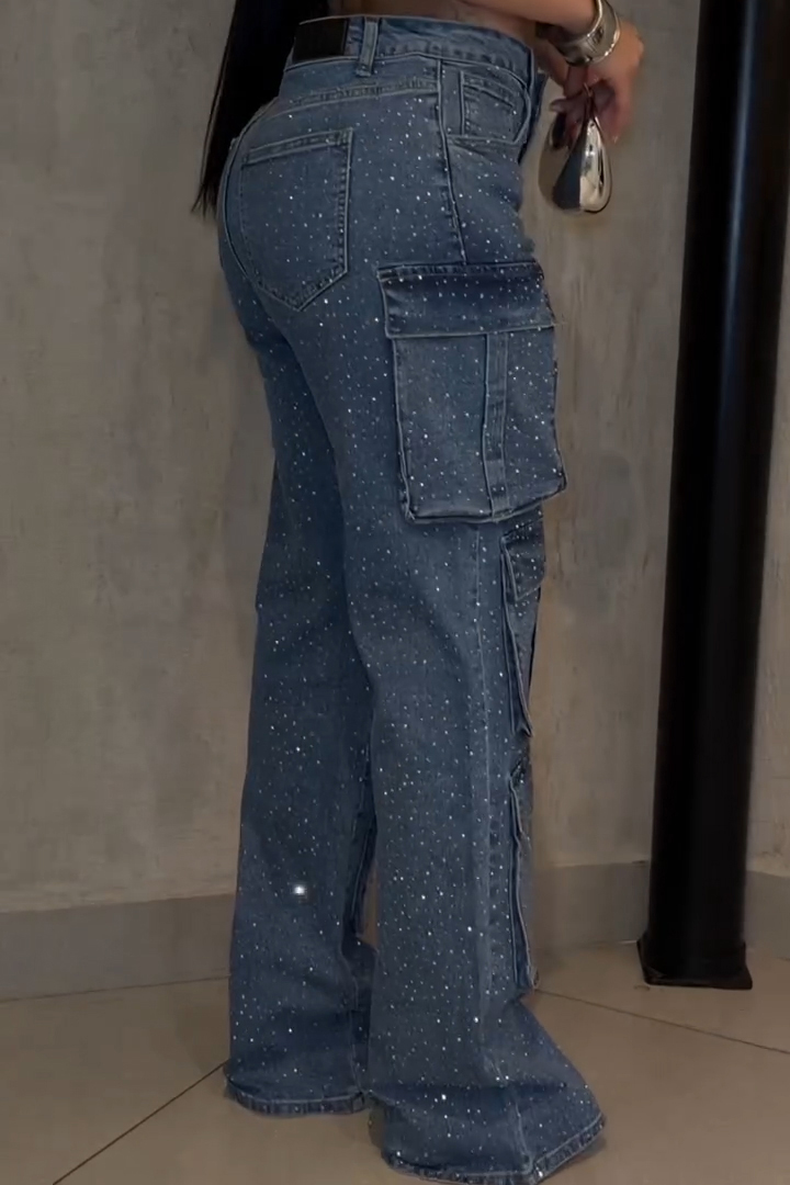 Women's Stylish Glittering-Stone Jeans