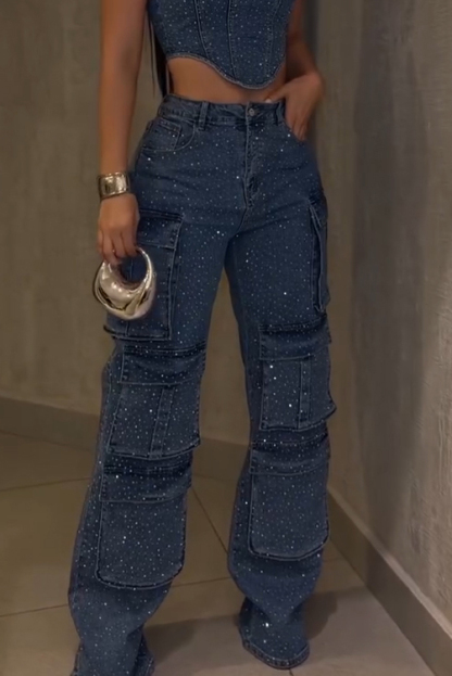 Women's Stylish Glittering-Stone Jeans
