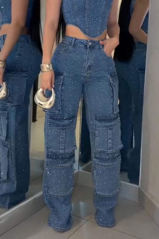 Women's Stylish Glittering-Stone Jeans