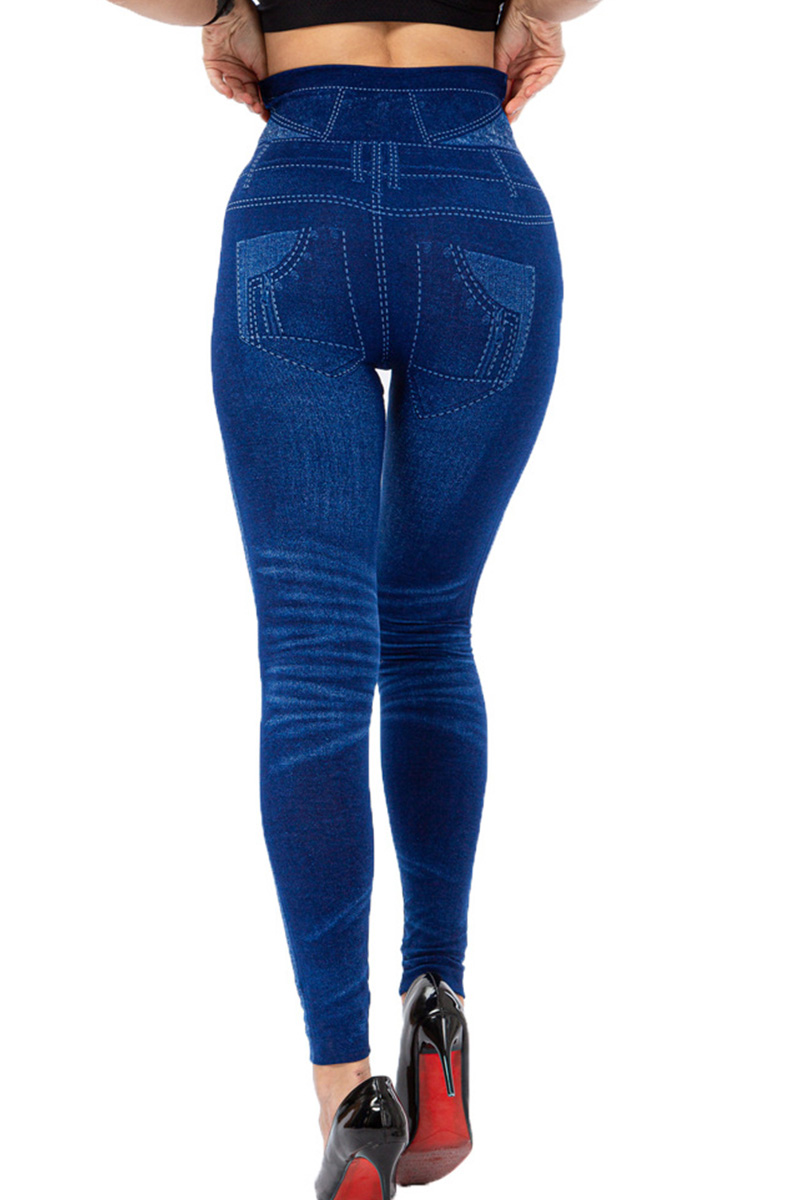 Ladies' High-Waist Patterned Floral Print Jeans